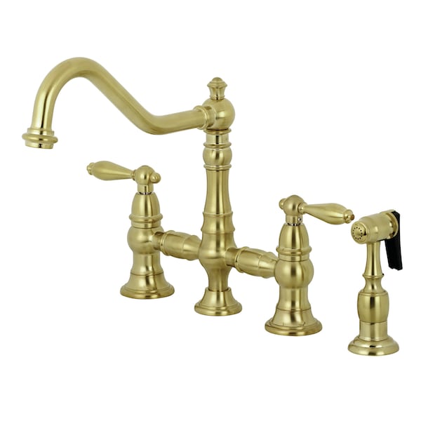 Kitchen Faucet W/ Side Sprayer, Brushed Brass